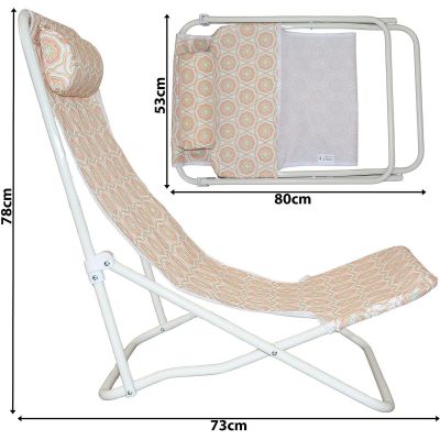 5. FOLDABLE BEACH CHAIR WITH HEADREST, ORANGE
