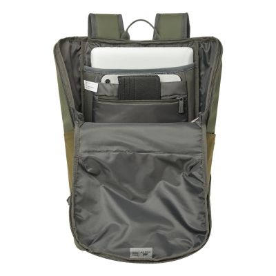 11. Rivacase Eden Backpack Travel Backpack Olive Waxed Leather (Pull Up), Polyester, Recycled Polyethylene Terephthalate (rPET)