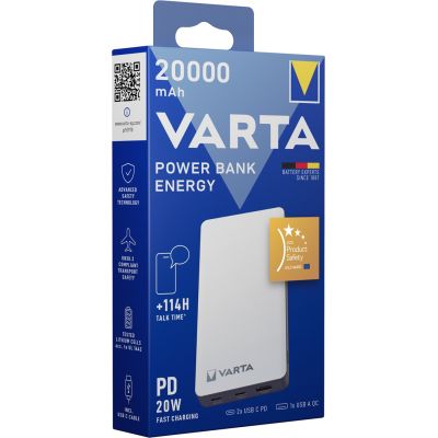 9. Varta Energy 20000 Lithium Polymer (LiPo) 20000 mAh Black, White
