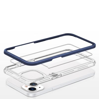 5. Clear 3in1 case for iPhone 13 mini gel cover with frame blue