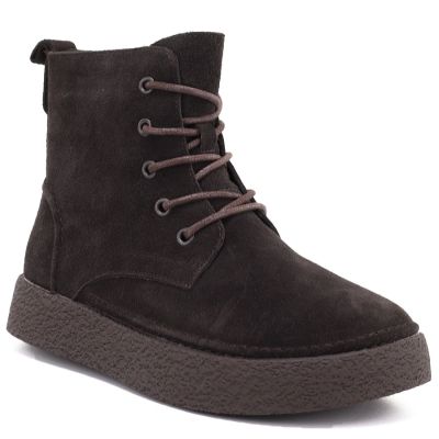 4. Women's leather ankle boots in chocolate suede Sergio Leone BT-30