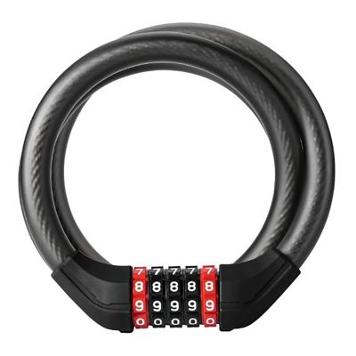 3. Rockbros RKS531 bicycle lock with 5-digit code, steel cable, 120 cm, with LED lighting - black