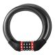 3. Rockbros RKS531 bicycle lock with 5-digit code, steel cable, 120 cm, with LED lighting - black