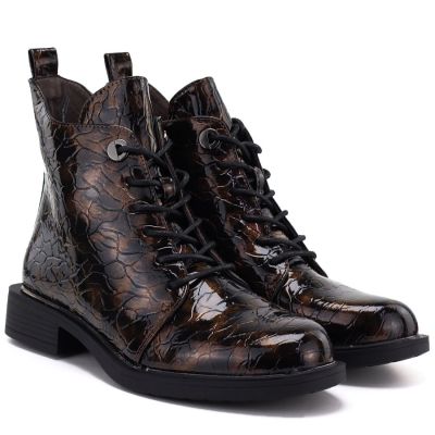 8. Women's patent leather brown ankle boots S.Barski HY62-8140