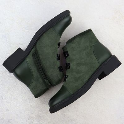 4. Green Women’s Suede-Look Lined Ankle Boots M.Daszyński SA252-4
