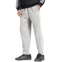 Men's adidas Essentials 3-Stripes Single Jersey Tapered Open Hem Pants Gray KY4215