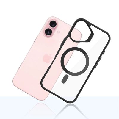 7. 3mk Satin Armor MagCase with MagSafe for iPhone 16 Plus - Clear with Black Frame