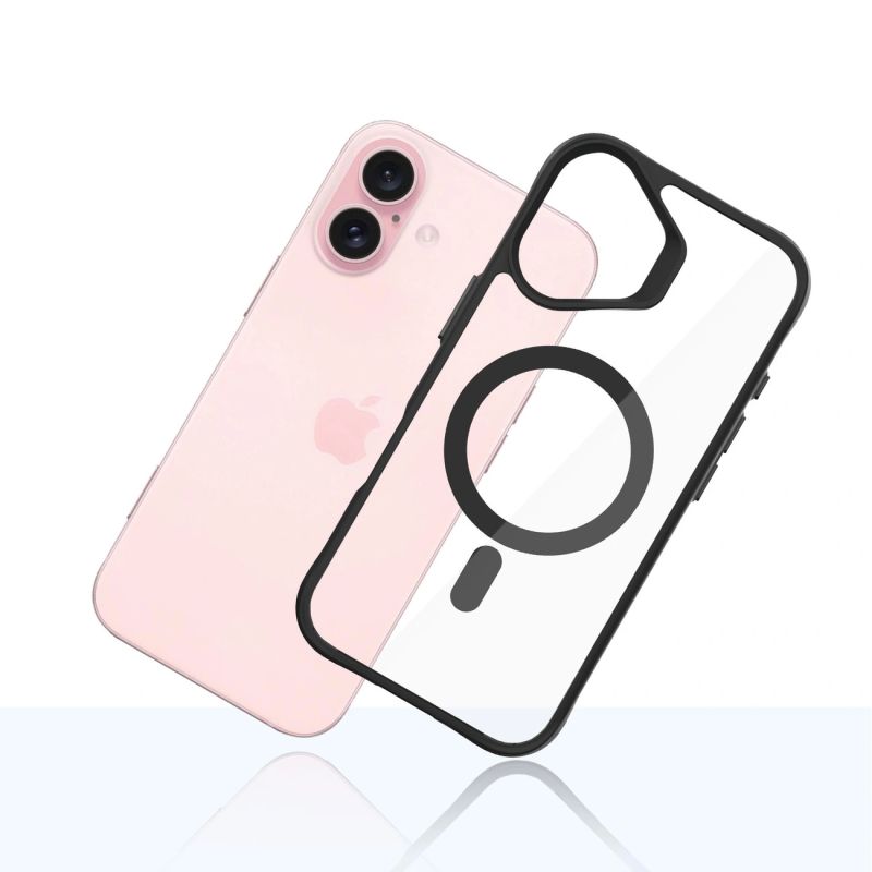 7. 3mk Satin Armor MagCase with MagSafe for iPhone 16 Plus - Clear with Black Frame