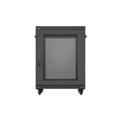 2. Floor-standing 19" 15U 600x600 RACK installation cabinet, black, perforated doors, Lanberg (flat pack)
