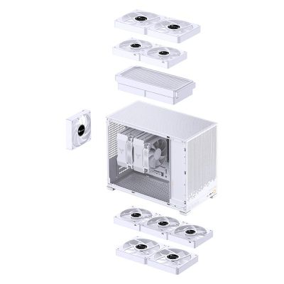 4. Jonsbo D32 STD PC Case, White, Mini Case, mATX, Tempered Glass – White
