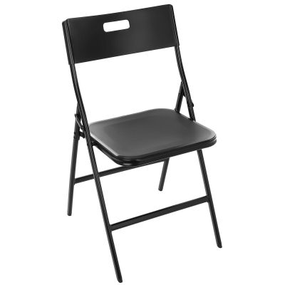 11. TOURIST CATERING SET FOLDING TABLE 86.5x86.5x71CM AND 4 BLACK CHAIRS