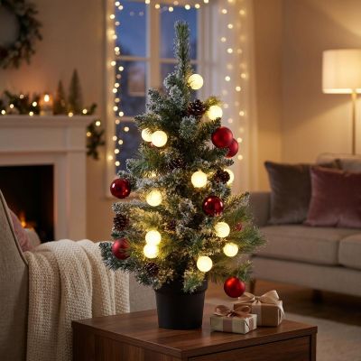 6. DECORATIVE CHRISTMAS TREE KAPRUN IN A 20LED POT WITH BALLS, height: 90CM