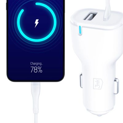 8. 3mk Car Charger 20W PD3.0 QC 3.0 USB 1A1C - White