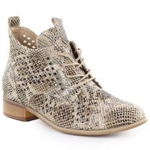 Women's openwork snakeskin ankle boots, beige, Potocki SZ12091