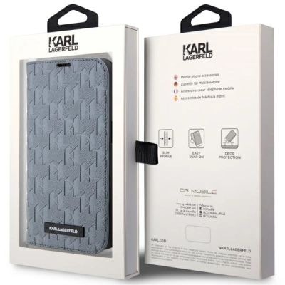 7. Karl Lagerfeld KLBKP14SSAKLHPG iPhone 14 6.1" bookcase silver/silver Saffiano Monogram