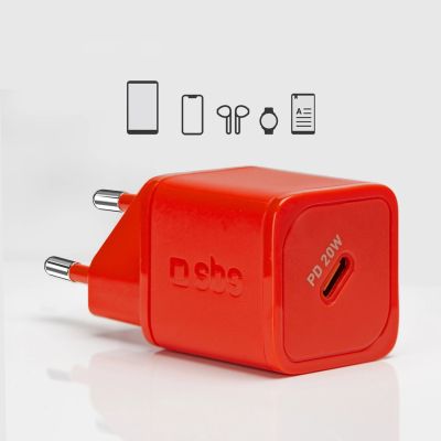 10. SBS TETRGAN1C20R 20W GaN Wall Charger with Power Delivery - Red