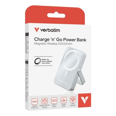 5. Verbatim Charge 'n' Go Magnetic Wireless Lithium Polymer (LiPo) 10000 mAh Wireless Charging Blue