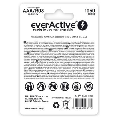 2. everActive Professional line EVHRL03-1050 battery pack (1050mAh ; Ni-MH LSD)