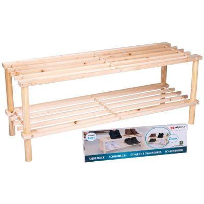 13. SHELVES 2-LEVEL WOODEN SHOE RACK ALPINA