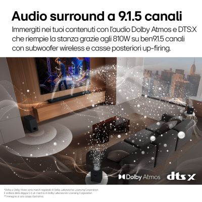 4. LG S95TR Soundbar 9.1.5 channels 810W Bluetooth 5.1 Dolby Atmos Black
