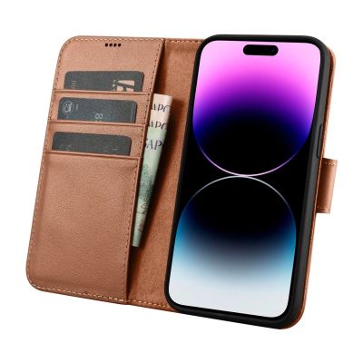3. iCarer Wallet Case 2in1 Cover iPhone 14 Pro Max Leather Flip Cover Anti-RFID Brown (WMI14220728-BN)