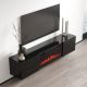3. TV cabinet LUXE 182.6x34.5x37.5 black/gloss black + black fireplace