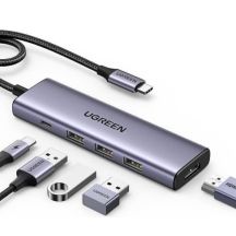 Ugreen Multifunctional 5-in-1 HUB USB-C - HDMI 1.4 / 3 x USB-A / USB-C PD 100W CM511 - Gray