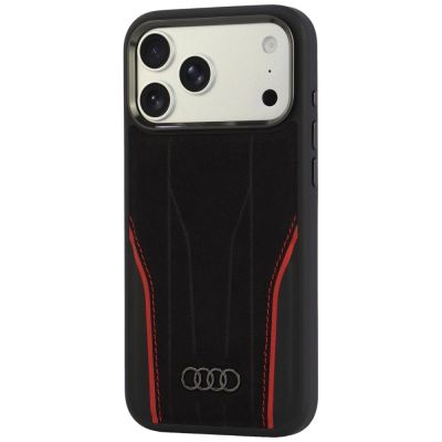 3. Audi R8 Genuine Leather MagSafe Case for iPhone 18 Pro Max / 17 Pro Max - Black and Red