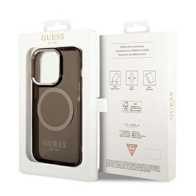 8. Guess GUHMP14LHTCMK iPhone 14 Pro 6.1" black/black hard case Gold Outline Translucent MagSafe
