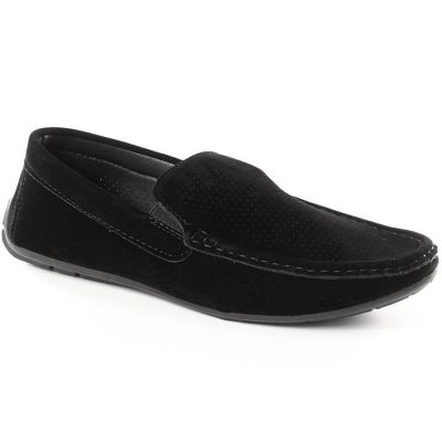 2. Men's Suede Slip-On Loafers with Openwork Black News 4873