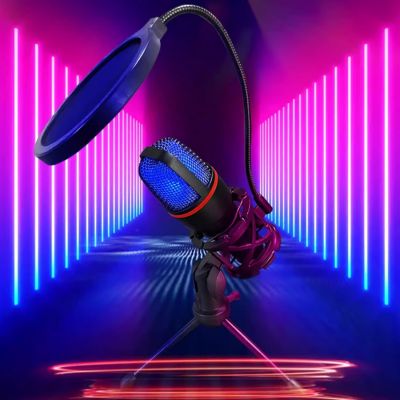 5. Wozinsky Studio Gaming USB Computer Microphone with RGB Stand - Black