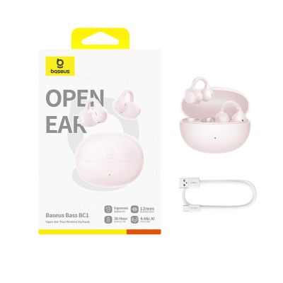 7. OWS Baseus Bass BC1 Earphones with Clip - Pink