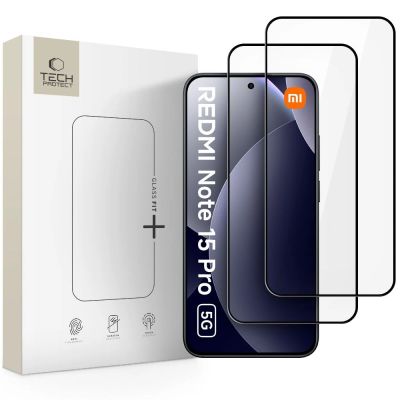 Tech-Protect Glass Fit+ 2-Pack Tempered Glass for Xiaomi Redmi Note 15 Pro 5G - Black