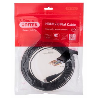 UNITEK HDMI 2.0 CABLE 4K60HZ, FLAT, 5M, C11063BK-5M