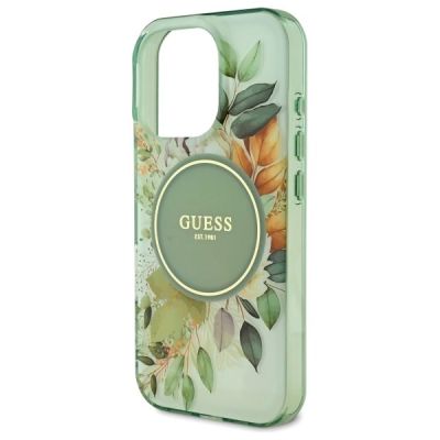 5. Guess IML Flower & Tonal Circle MagSafe case for iPhone 16 Pro Max - green