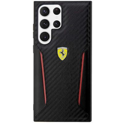 3. Ferrari Carbon Contrast Edges Case for Samsung Galaxy S23 Ultra - Black