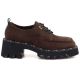 6. Women's leather moccasin shoes on a block heel, brown Artiker 59C0276