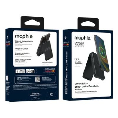 4. Mophie Snap+ Powerstation Mini Stand Red Bull Racing – magnetic 5000 mAh power bank with stand, MagSafe compatible (1x USB-C port) (black)