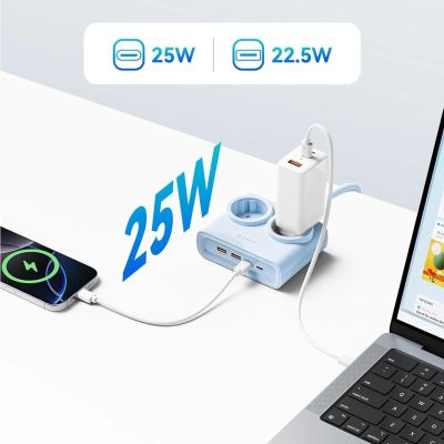 5. Orico PDC25 25W 6in1 Power Strip 2x AC + 2x USB-A + 2x USB-C - Blue