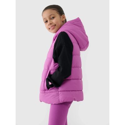 2. Girls' down vest with synthetic filling 4F 4FJWSS25TVJAF166-50S