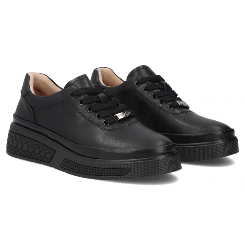 4. Women's leather wedge shoes, black Filippo DP8326