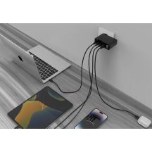 GEMBIRD 4-PORT FAST GAN (PD) USB MAINS CHARGER (3X USB-A + 1X USB TYPE-C) 100W, BLACK