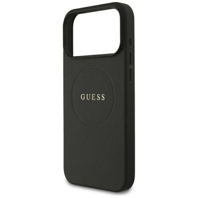 6. Guess Grained Gold Ring MagSafe Case for iPhone 18 Pro Max / 17 Pro Max - Black