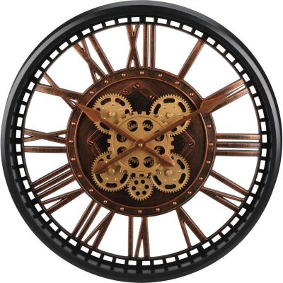 WALL CLOCK ROTARY MECHANISM 50CM BROWN