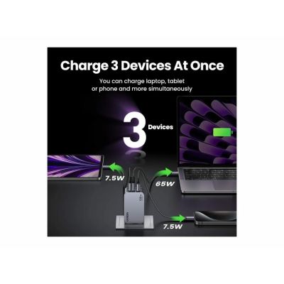 5. Ugreen Nexode Pro EU 3-Port GaN PD Fast Charger With USB-C Cable Universal Black, Gray AC Fast Charging Internal