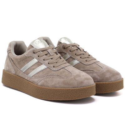 4. Women's beige leather platform sneakers S.Barski LR62-7107