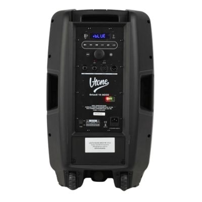 5. V-TONE OrionX 14 ACCU - Active speaker, black, rechargeable, Bluetooth, TWS, USB, AUX, FM, DSP, extendable handle, transport wheels, 135W RMS