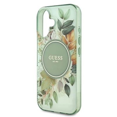 6. Guess IML Flower & Tonal Circle MagSafe case for iPhone 16 Plus - green