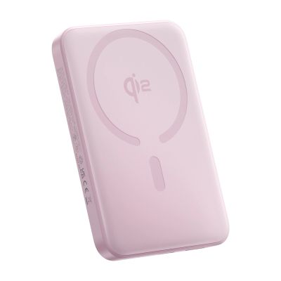 Baseus EnerFill FM12 Qi2 Power Bank 10000mAh 22.5W MagSafe Compatible with White Baseus Simple USB-C Cable 20V/3A 0.30m - Pink
