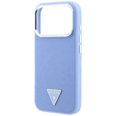 6. Guess Grained Triangle Logo MagSafe Case for iPhone 18 Pro Max / 17 Pro Max - Blue